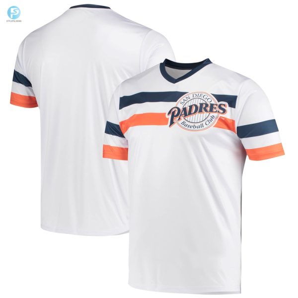 San Diego Padres Stitches Cooperstown Collection Vneck Jersey White Mlb stylepulseusa 1