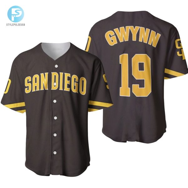 San Diego Padres Tony Gwynn 19 Mlb Dark Brown Jersey Inspired Style Baseball Jersey stylepulseusa 1