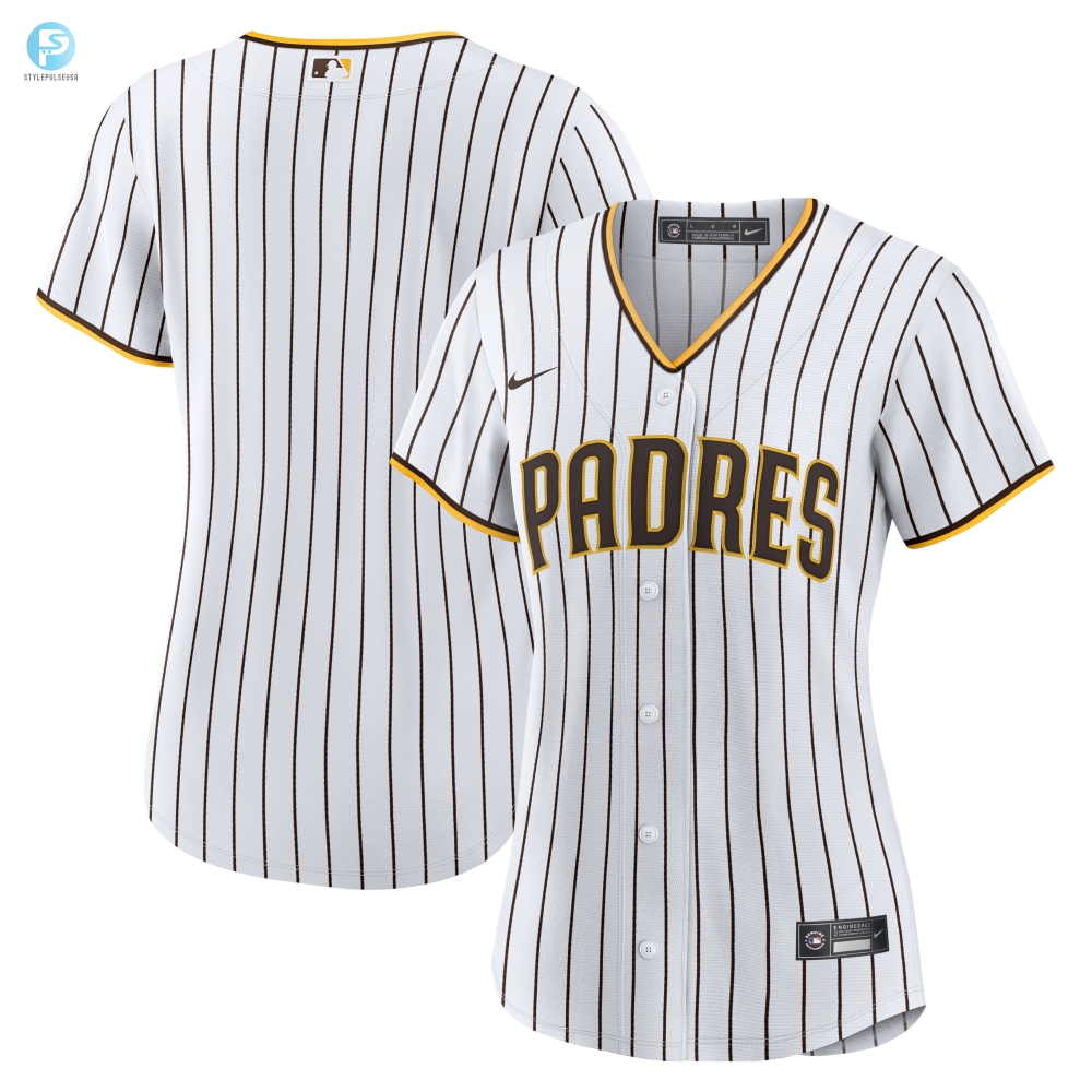 San Diego Padres Womens Home Blank Replica Jersey  White Mlb 