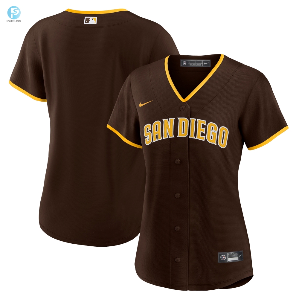 San Diego Padres Womens Road Replica Team Jersey Brown Mlb 