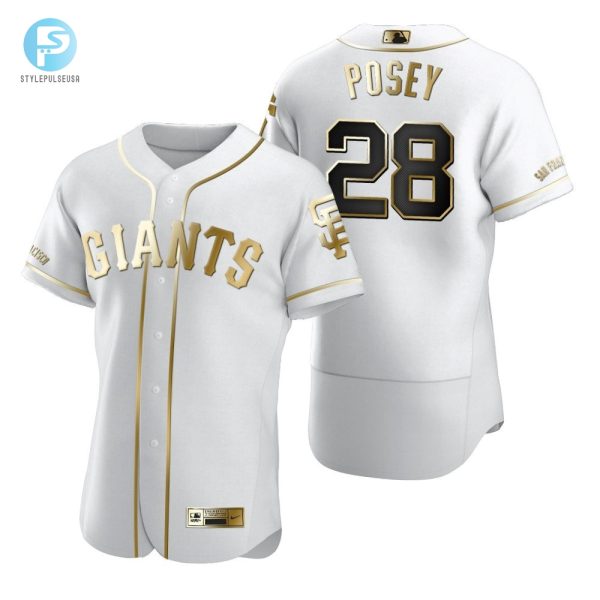 San Francisco Giants 28 Buster Posey Mlb Golden Brandedition White Jersey Gift For Giants Fans stylepulseusa 1