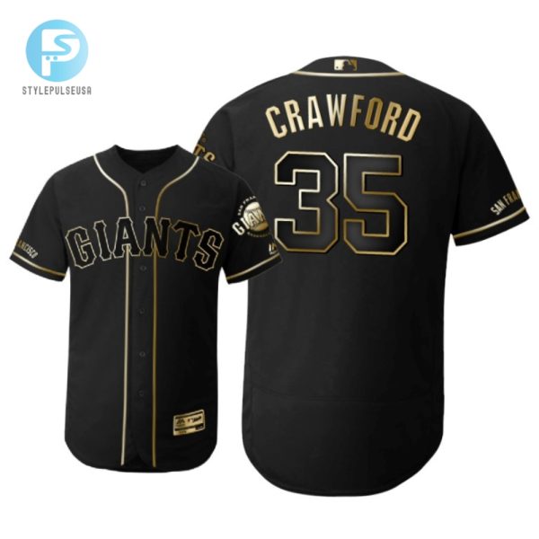 San Francisco Giants 35 On Crawford Mlb 2019 Golden Brandedition Black Jersey Gift For Giants Fans stylepulseusa 1