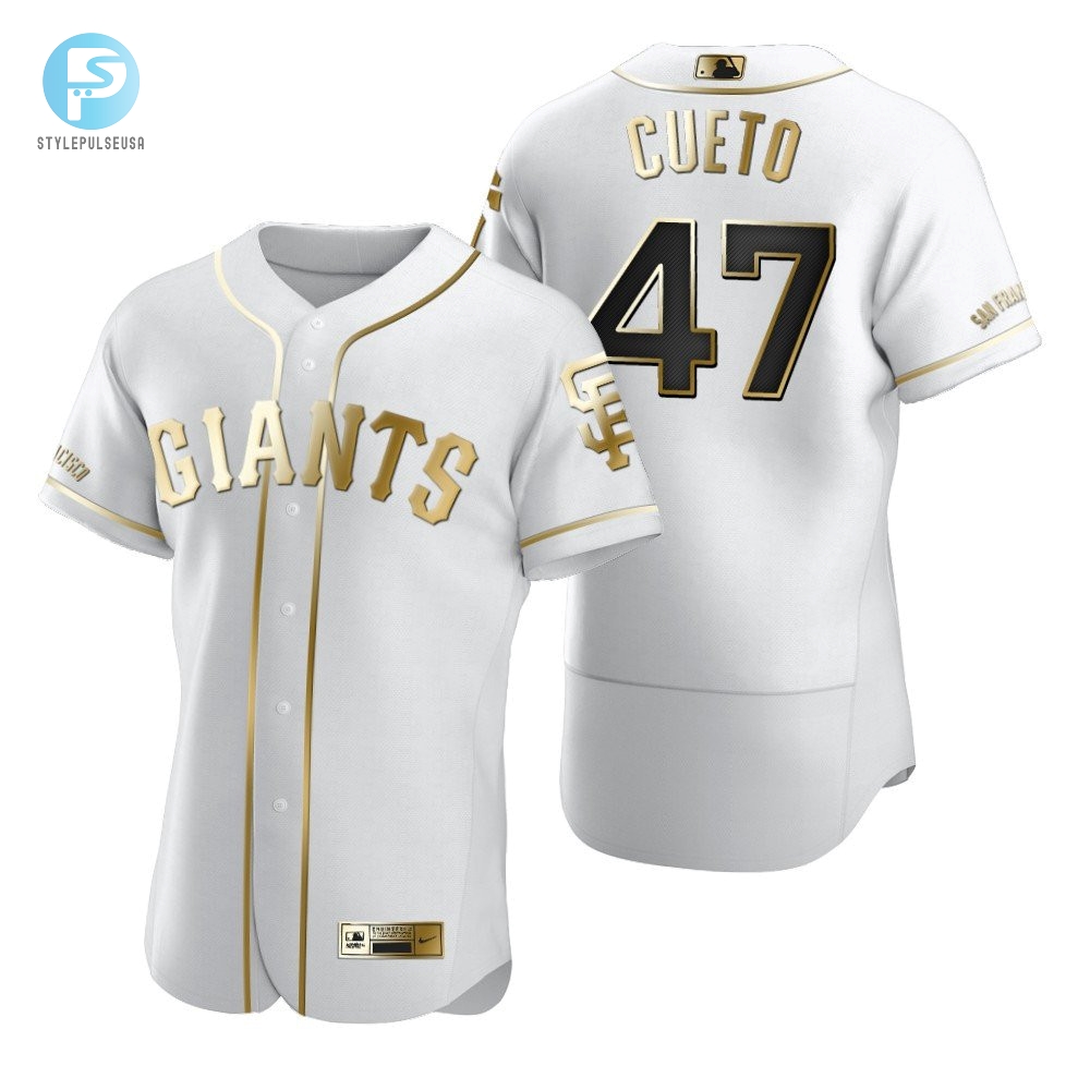 San Francisco Giants 47 Johnny Cueto Mlb Golden Brandedition White Jersey Gift For Giants Fans 