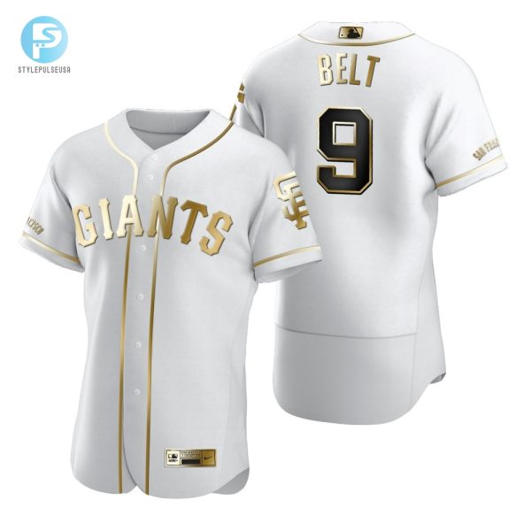 San Francisco Giants 9 On Belt Mlb Golden Brandedition White Jersey Gift For Giants Fans stylepulseusa 1