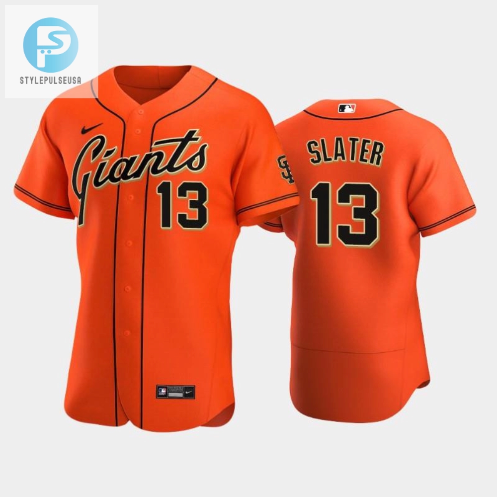 San Francisco Giants 13 Austin Slater Alternate Jersey Orange Jersey 