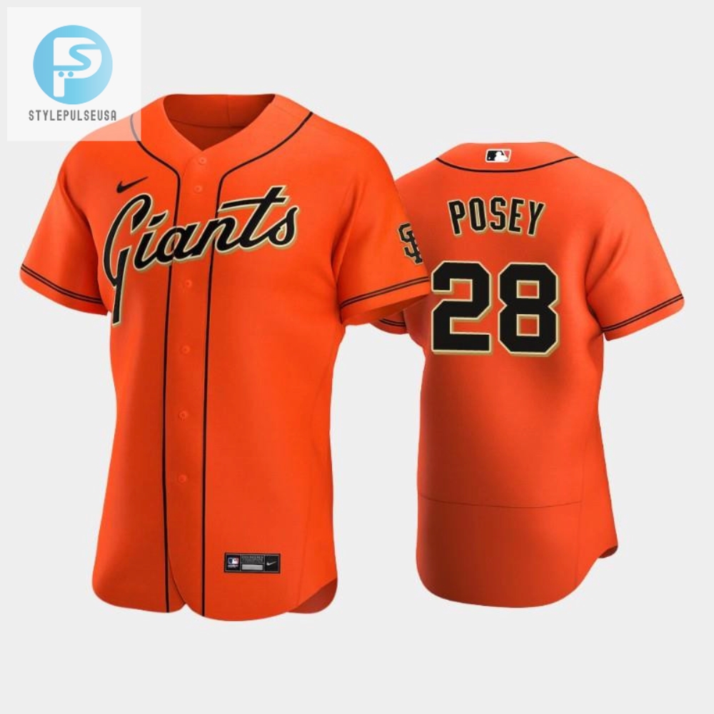 San Francisco Giants 28 Buster Posey Alternate Jersey Orange Jersey 