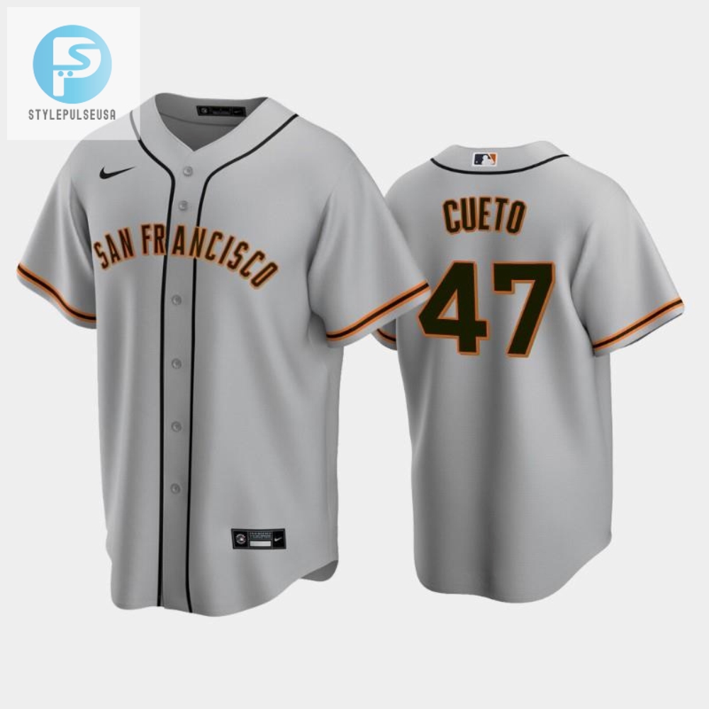 San Francisco Giants 47 Johnny Cueto Gray Road Jersey 