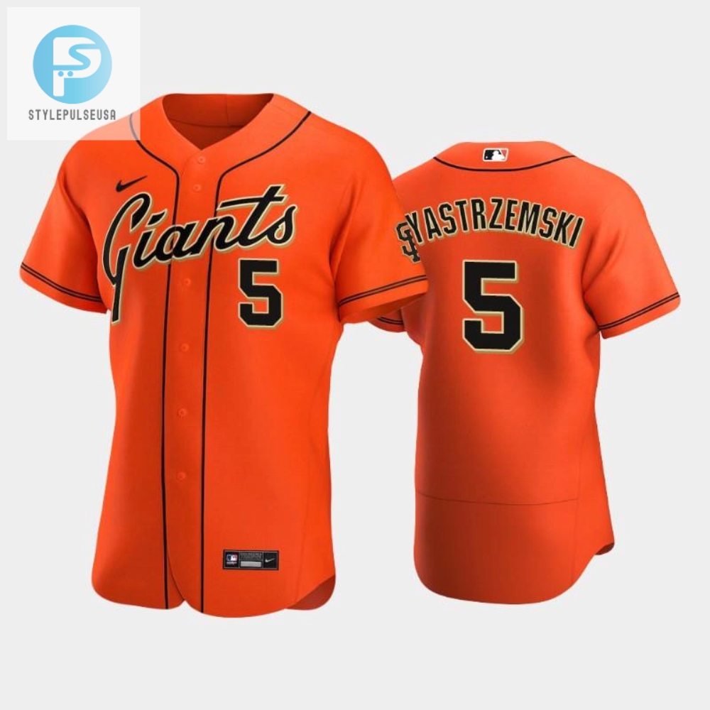 San Francisco Giants 5 Mike Yastrzemski Alternate Jersey Orange Jersey 