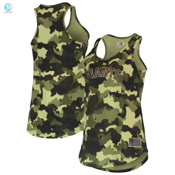 San Francisco Giants New Era Womens 2022 Mlb Armed Forces Day Camo Racerback Tank Top Green stylepulseusa 1