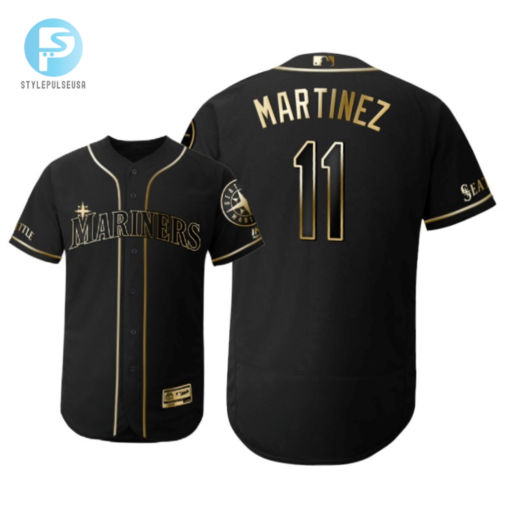 Seattle Mariners 11 Brandedgar Martinez Mlb 2019 Golden Brandedition Black Jersey Gift For Mariners Fans 