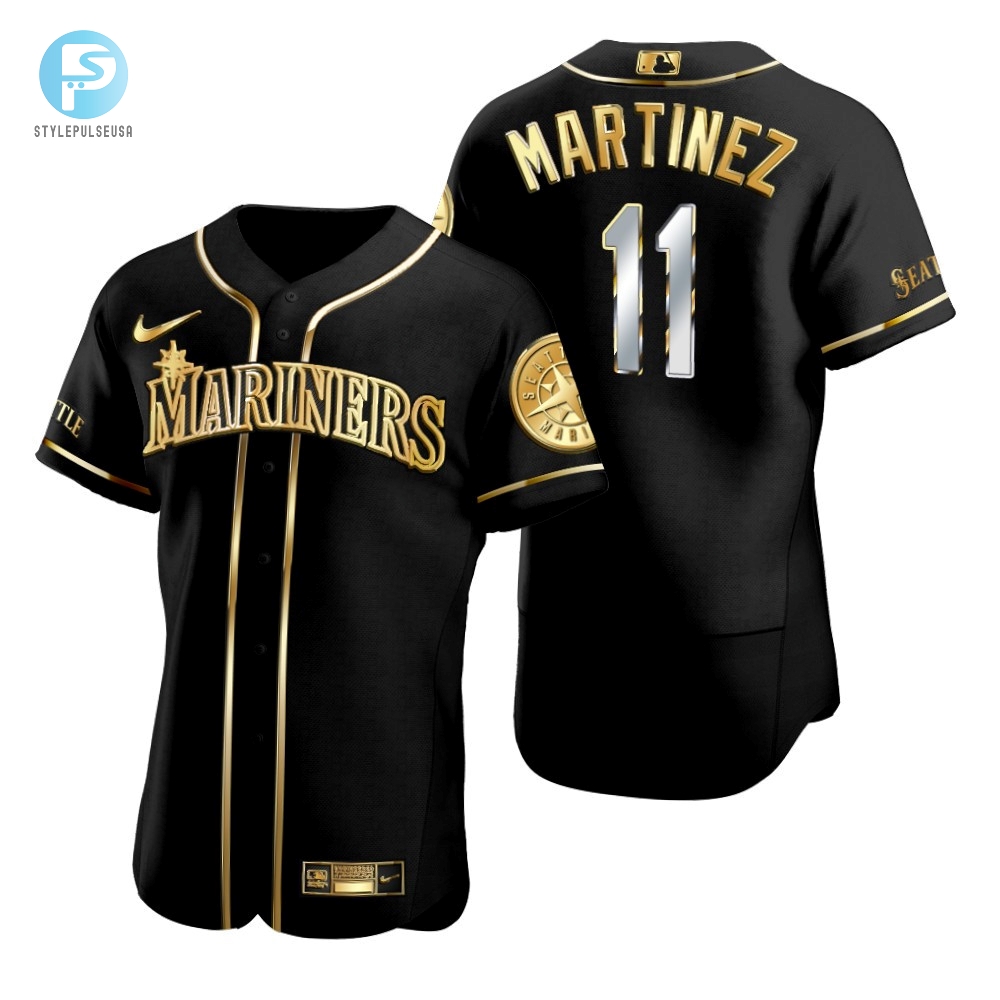 Seattle Mariners 11 Brandedgar Martinez Mlb Golden Brandedition Black Jersey Gift For Mariners Fans 