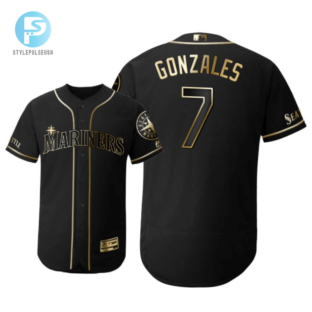 Seattle Mariners 7 Marco Gonzales Mlb 2019 Golden Brandedition Black Jersey Gift For Mariners Fans 