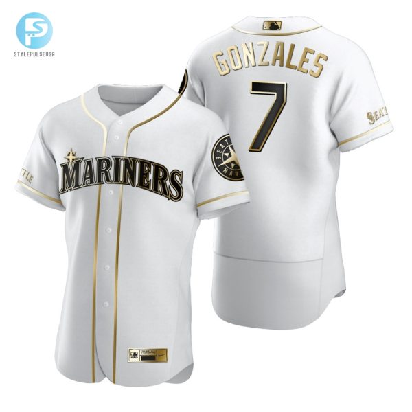 Seattle Mariners 7 Marco Gonzales Mlb Golden Brandedition White Jersey Gift For Mariners Fans stylepulseusa 1