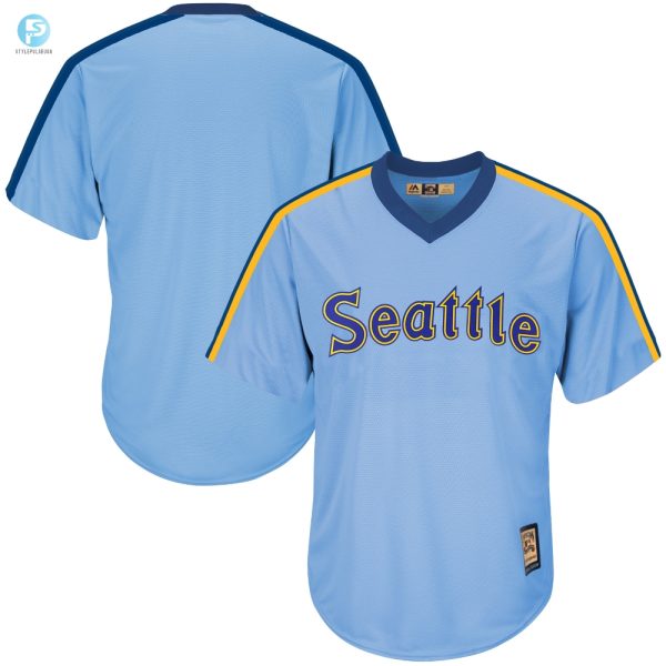 Seattle Mariners Majestic Cooperstown Cool Base Replica Team Jersey Light Blue Mlb stylepulseusa 1 1