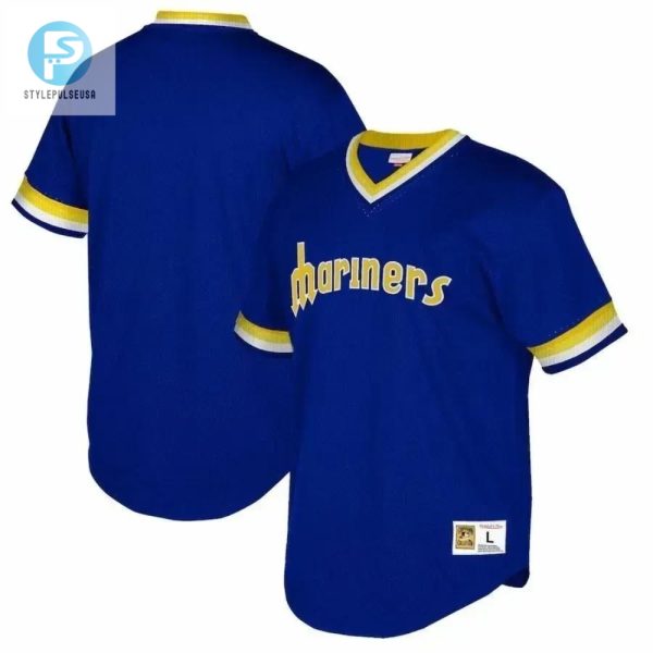 Seattle Mariners Mitchell And Ness Big And Tall Cooperstown Collection Mesh Wordmark Vneck Jersey Royal stylepulseusa 1 1