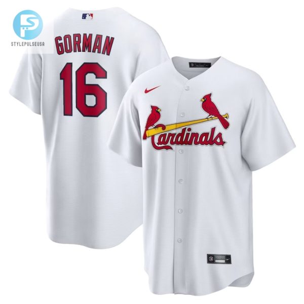 St Louis Cardinals 16 Nolan Gorman Home Replica Jersey White stylepulseusa 1