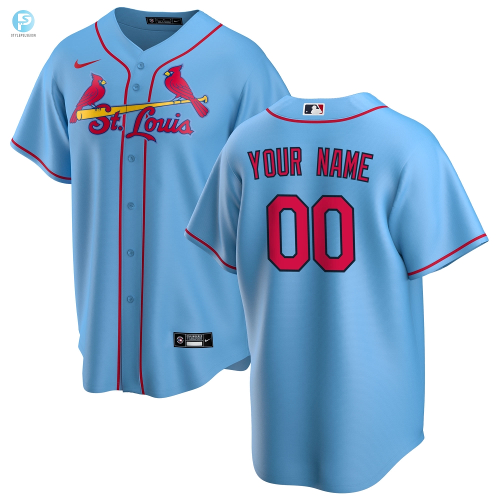 St Louis Cardinals Alternate Replica Custom Jersey Light Blue Custom Jerseys Mlb 