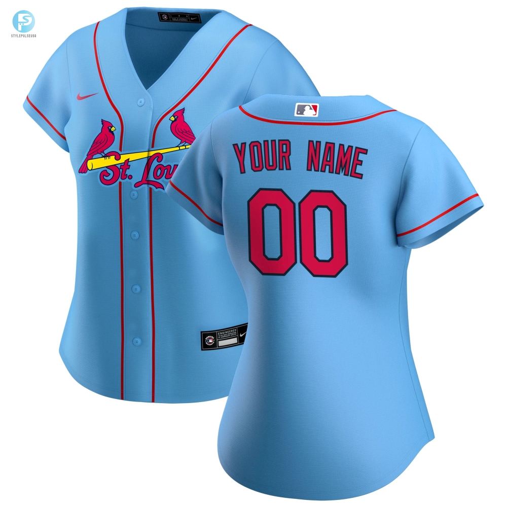 St Louis Cardinals Womens Alternate Replica Custom Jersey Blue Custom Jerseys Mlb 