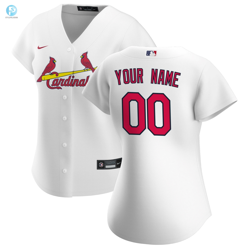 St Louis Cardinals Womens Home Replica Custom Jersey White Custom Jerseys Mlb 