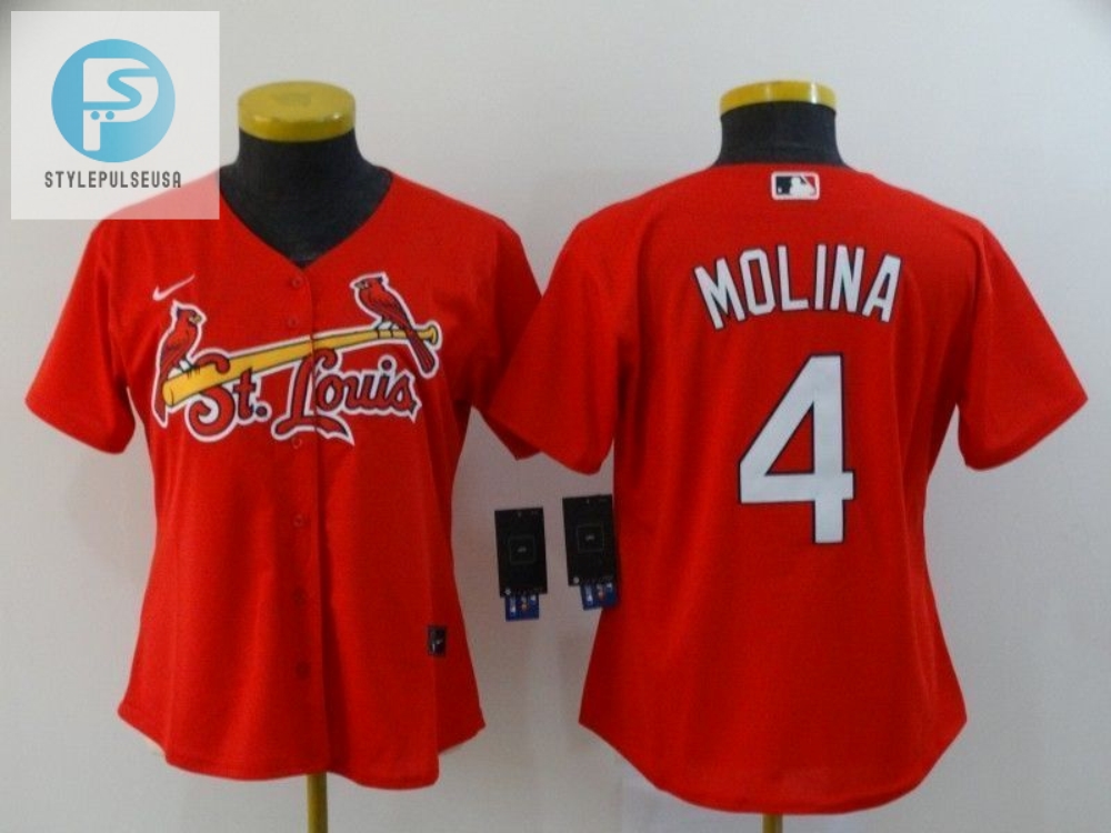 St Louis Cardinals Yadier Molina 4 2020 Mlb Red Orange Womens Jersey 