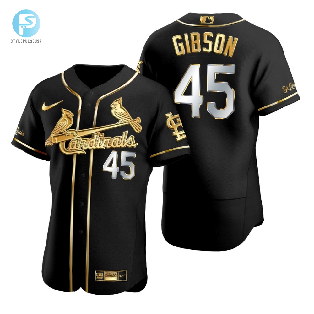 St. Louis Cardinals 45 Bob Gibson Mlb Golden Brandedition Black Jersey Gift For Cardinals Fans 