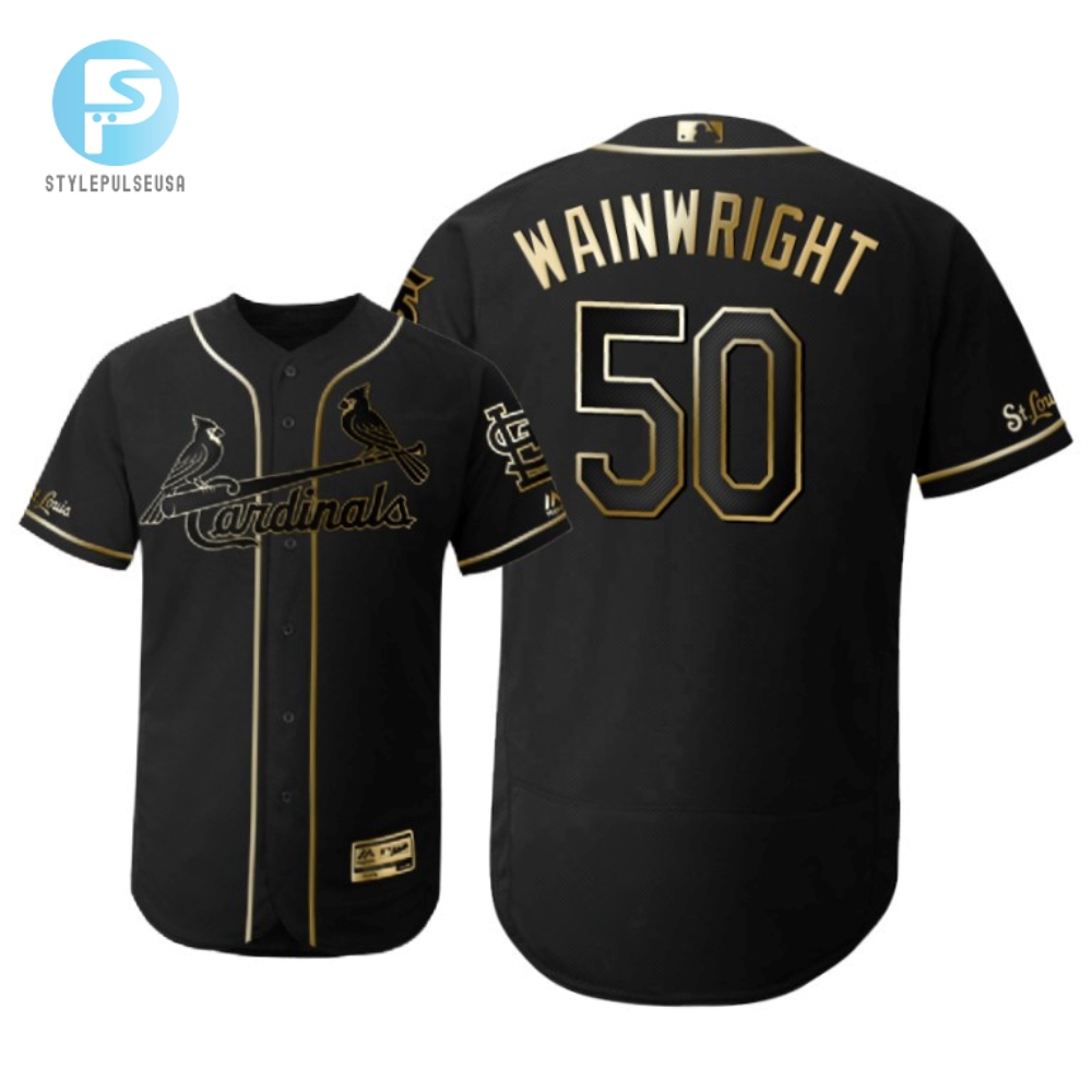 St. Louis Cardinals 50 Adam Wainwright Mlb 2019 Golden Brandedition Black Jersey Gift For Cardinals Fans 