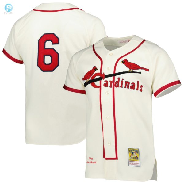 Stan Musial St. Louis Cardinals Mitchell Ness 1944 Cooperstown Collection Authentic Jersey Cream Mlb stylepulseusa 1