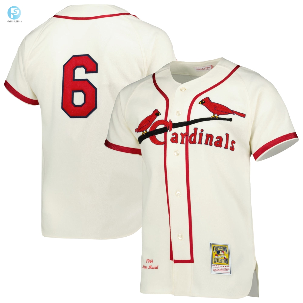 Stan Musial St. Louis Cardinals Mitchell  Ness 1944 Cooperstown Collection Authentic Jersey  Cream Mlb 