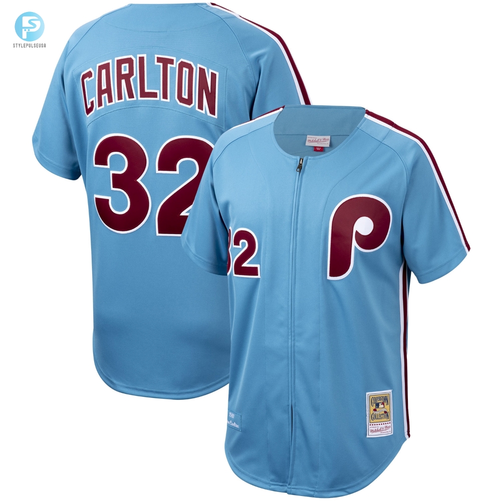 Steve Carlton Philadelphia Phillies Mitchell  Ness Cooperstown Collection Authentic Jersey  Light Blue Mlb 