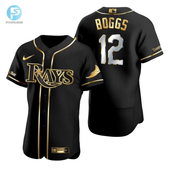 Tampa Bay Rays 12 Wade Boggs Mlb Golden Brandedition Black Jersey Gift For Rays Fans stylepulseusa 1