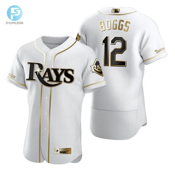 Tampa Bay Rays 12 Wade Boggs Mlb Golden Brandedition White Jersey Gift For Rays Fans stylepulseusa 1