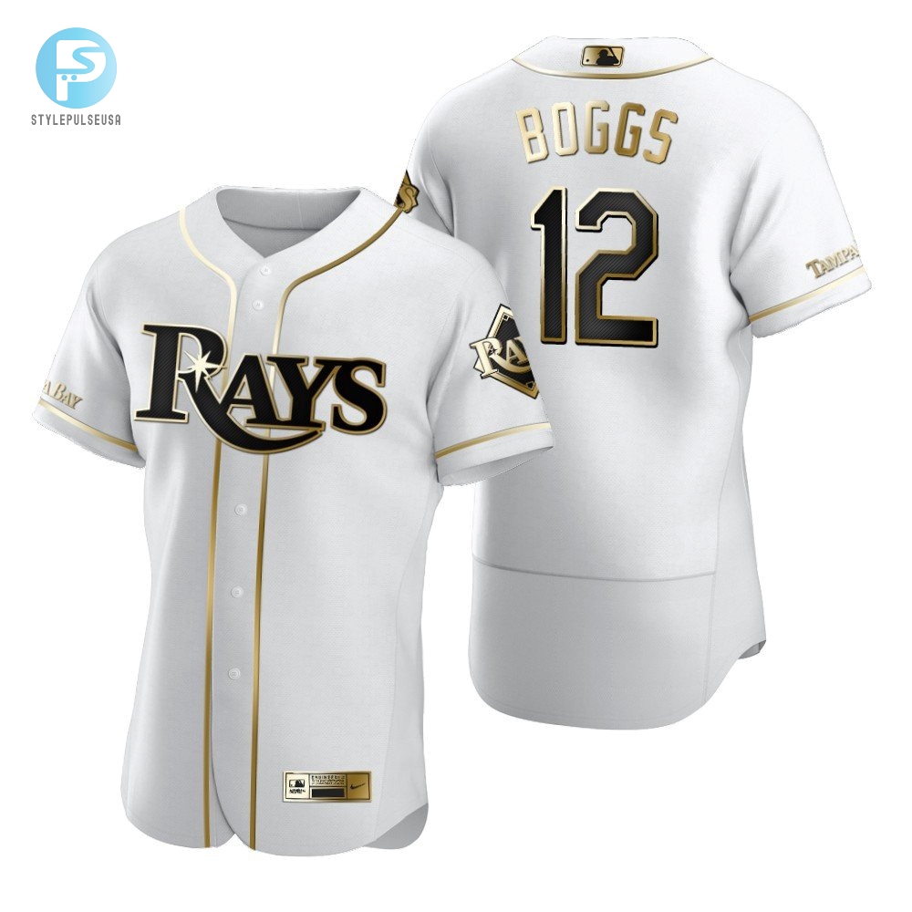 Tampa Bay Rays 12 Wade Boggs Mlb Golden Brandedition White Jersey Gift For Rays Fans 