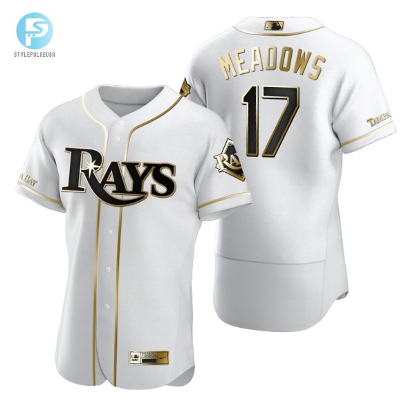 Tampa Bay Rays 17 Austin Meadows Mlb Golden Brandedition White Jersey Gift For Rays Fans stylepulseusa 1 1