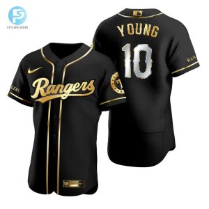 Texas Rangers 10 Michael Young Mlb Golden Brandedition Black Jersey Gift For Rangers Fans stylepulseusa 1 1