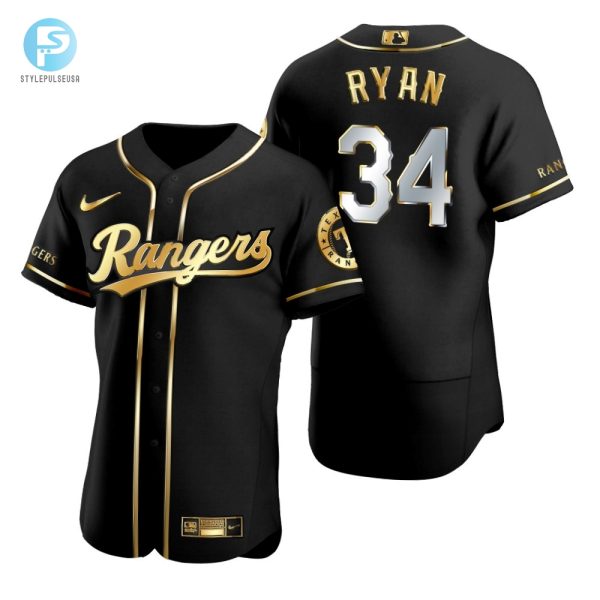 Texas Rangers 34 Nolan Ryan Mlb Golden Brandedition Black Jersey Gift For Rangers Fans stylepulseusa 1