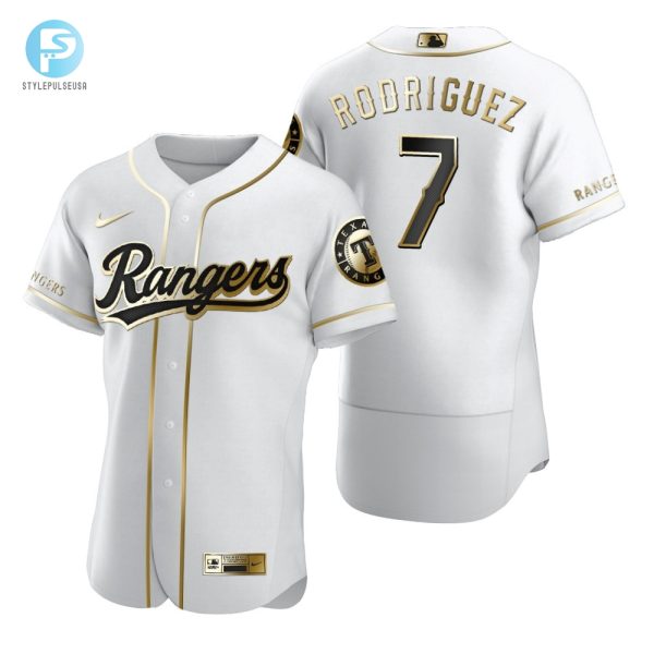 Texas Rangers 7 Ivan Rodriguez Mlb Golden Brandedition White Jersey Gift For Rangers Fans stylepulseusa 1 1