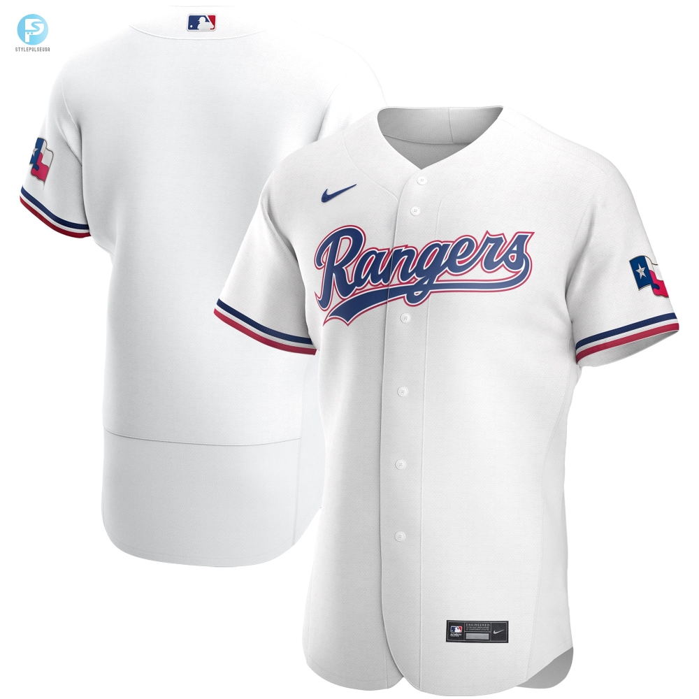 Texas Rangers Home Authentic Team Logo Jersey  White Mlb 