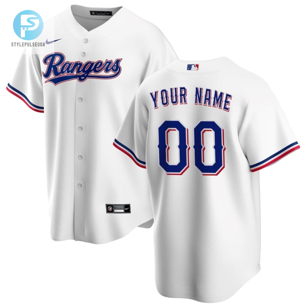 Texas Rangers Home Custom Men Jersey  White 