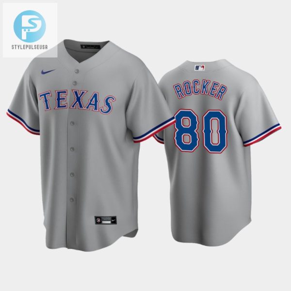 Texas Rangers Kumar Rocker 80 202223 Draft Gray Road Jersey stylepulseusa 1