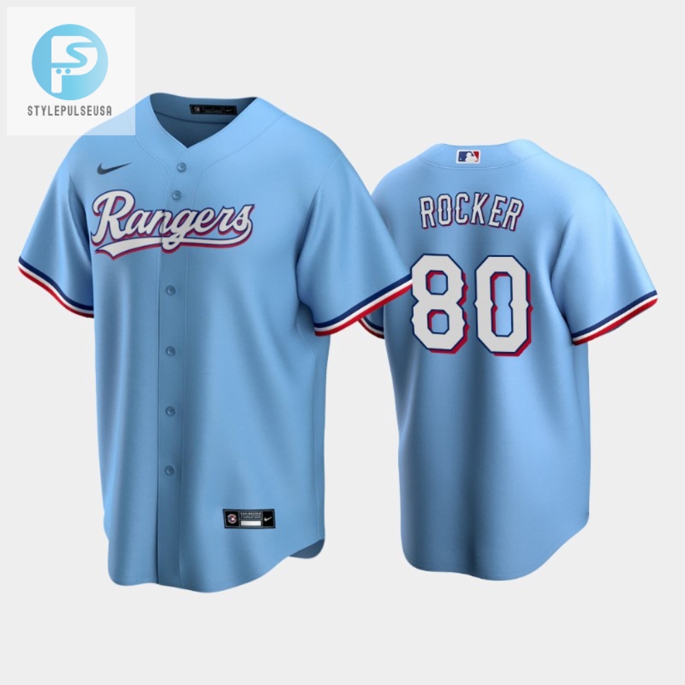 Texas Rangers Kumar Rocker 80 202223 Draft Light Blue Alternate Jersey 