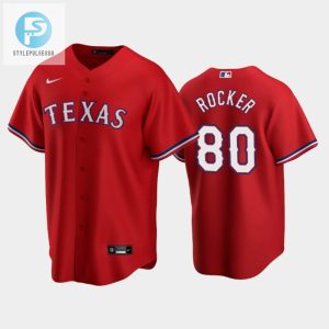 Texas Rangers Kumar Rocker 80 202223 Draft Red Alternate Jersey stylepulseusa 1 1