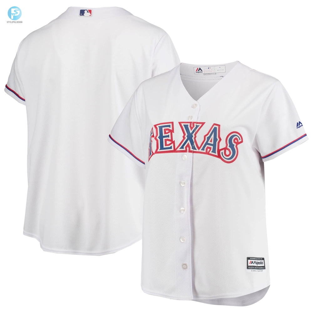 Texas Rangers Majestic Womens Plus Size Home Replica Team Jersey  White Mlb 