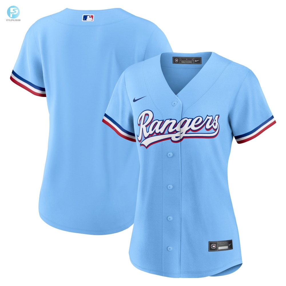 Texas Rangers Womens Alternate Replica Team Jersey  Light Blue Mlb 