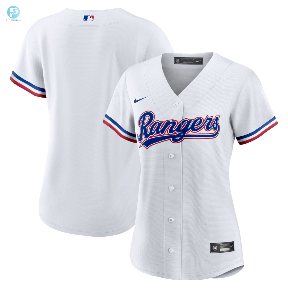 Texas Rangers Womens Home Replica Team Jersey  White Mlb 