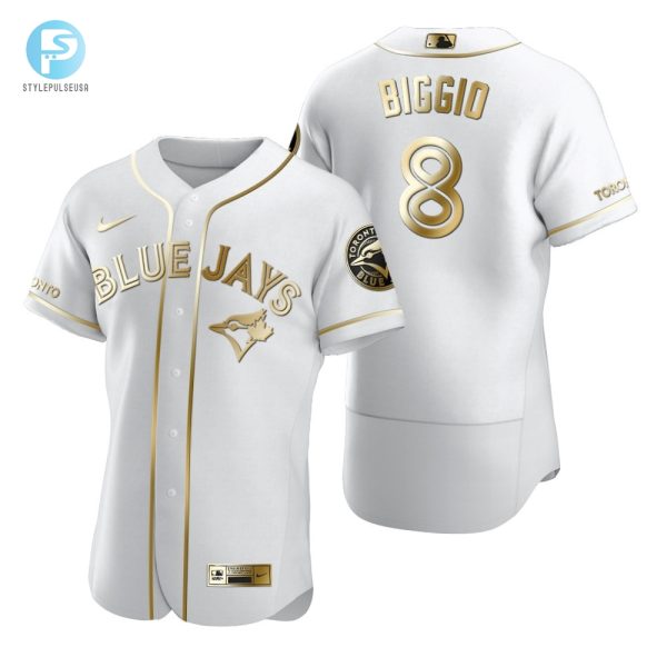 Toronto Blue Jays 8 Cavan Biggio Mlb Golden Brandedition White Jersey Gift For Blue Jays Fans stylepulseusa 1