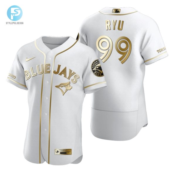 Toronto Blue Jays 99 Hyunjin Ryu Mlb Golden Brandedition White Jersey Gift For Blue Jays Fans stylepulseusa 1