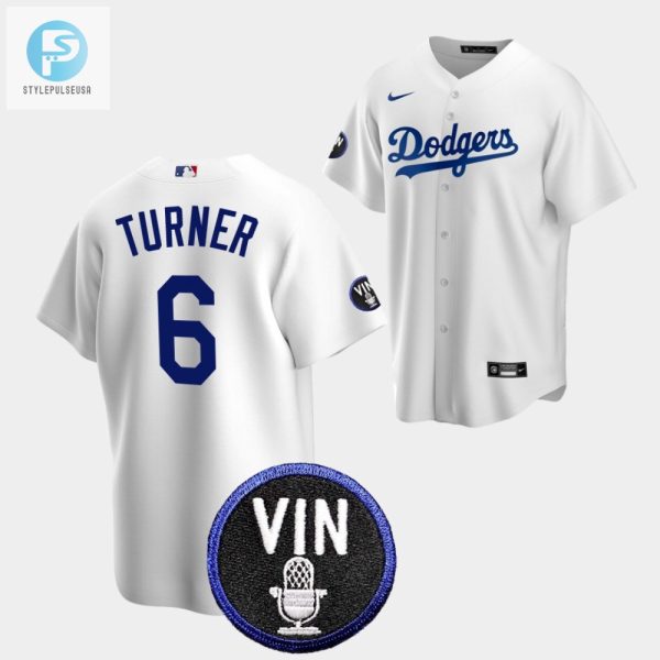 Trea Turner Honor Vin Scully Los Angeles Dodgers White 6 Jersey stylepulseusa 1