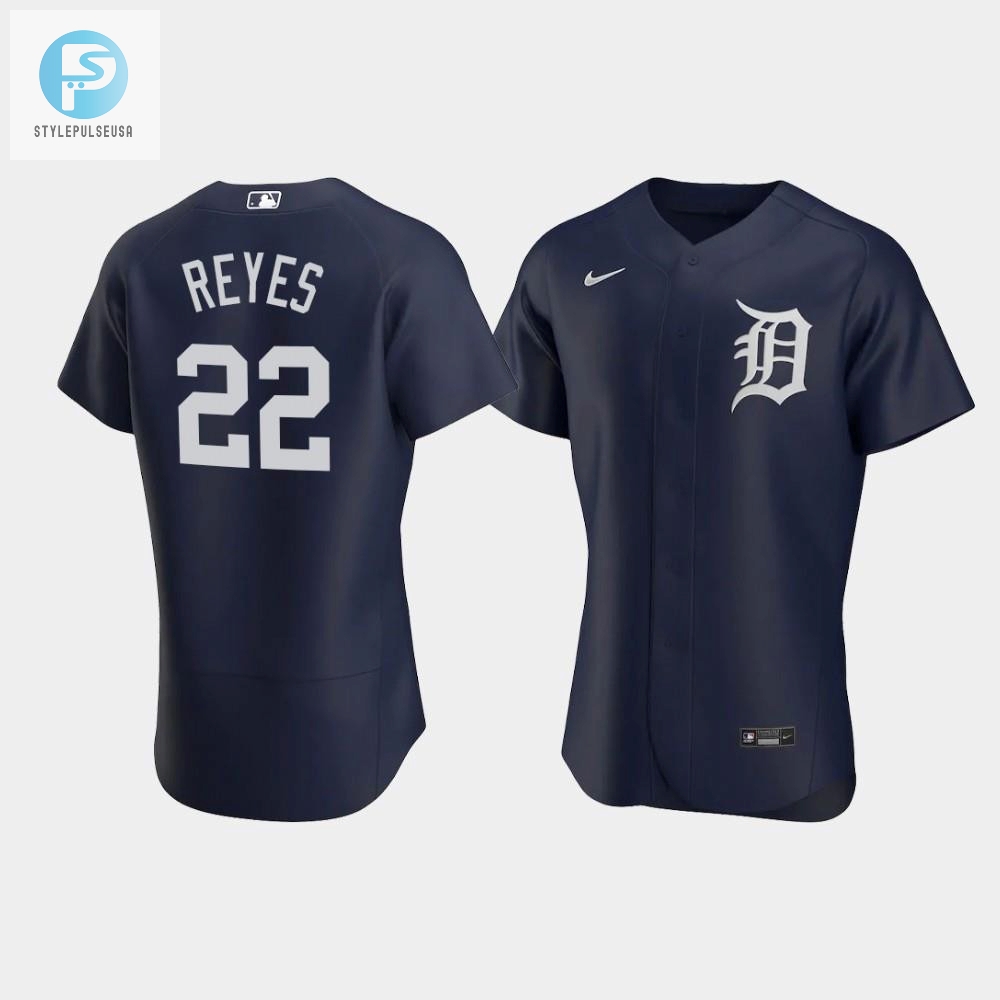 Victor Reyes 22 Detroit Tigers Team Logo Navy Alternate Jersey 