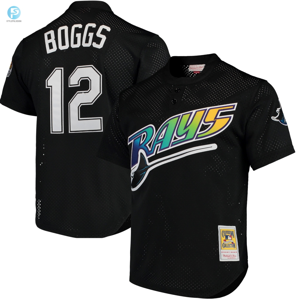 Wade Boggs Tampa Bay Rays Mitchell  Ness Cooperstown Collection 1991 Mesh Batting Practice Jersey  Black Mlb 