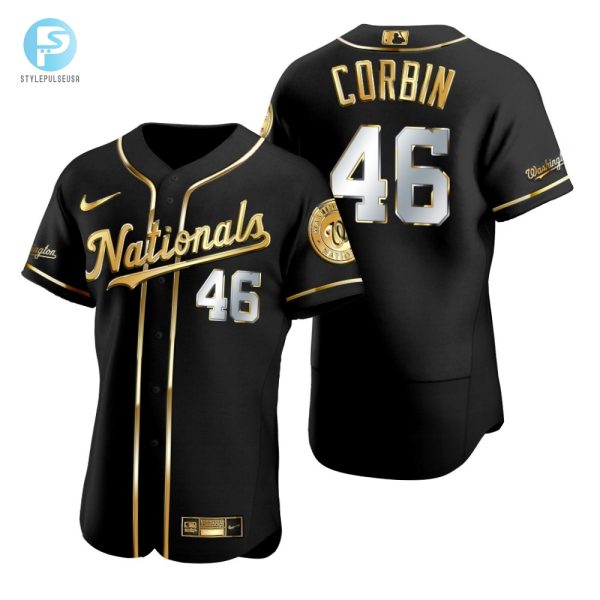 Washington Nationals 46 Patrick Corbin Mlb Golden Brandedition Black Jersey Gift For Nationals Fans stylepulseusa 1